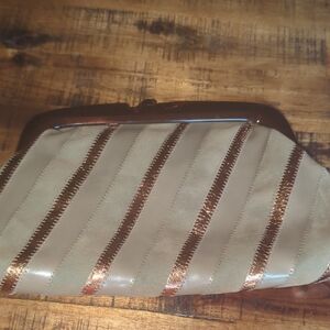 Vintage Striped Clutch Bag Kiss Lock